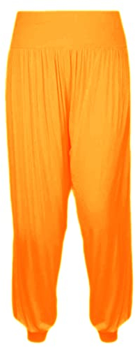 Haremshose für Mädchen Alibaba locker lässig Baggy-Hose Sport Tanz elastisch Yoga-Leggings Kinder Neon ausgestelltes Kostüm Kinder bequeme entspannte Hose mit hoher Neon orange 9-10 Jahre