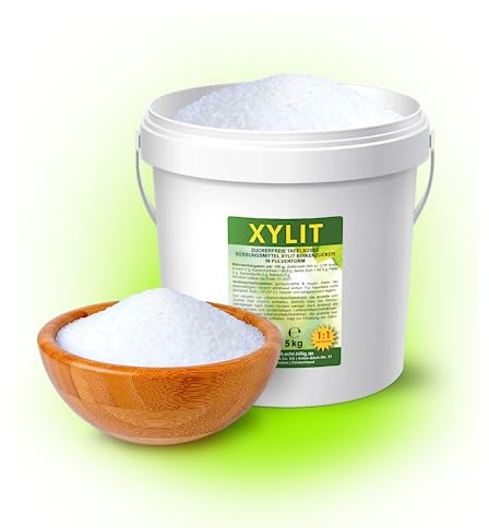5kg Premium Xylit Birkenzucker | 5kg Eimer Vorteilspack | 40% weniger Kalorien | zahnfreundlich & vegan | süßt 1:1 wie Zucker