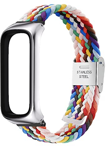 Nylon Armband Kompatibel mit Samsung Galaxy Fit 2 Armband Für Herren Damen Sport Stoff Ersatzband mit Uhrenarmband Für Samsung Galaxy Fit 2 (Regenbogen)