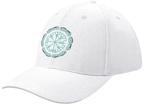 NIBABA Damen Vegvisir Navigation Kompass Island Wikinger Baseball Cap Herren Sport Caps Sommerhut Verstellbar Baseball, One Size, Weiß, 6 3/4/7 1/2