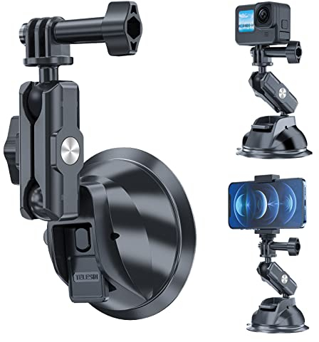 TELESIN Supporto a ventosa per fotocamera per GoPro Hero 13 12 11 10 9 insta360 X4 X3 DJI OSMO e altre action camera per parabrezza finestra veicolo barca supporto fotocamera accessori di montaggio