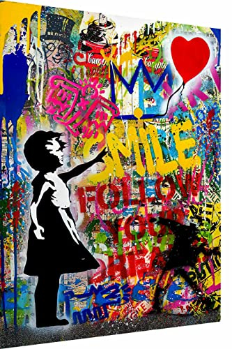 Magic Canvas Art - Bilder Pop Art Follow Your Dreams Leinwandbild 1- teilig Hochwertiger Kunstdruck modern Wandbilder Wanddekoration Design Wand Bild - B8163, Größe: 80 x 80 cm