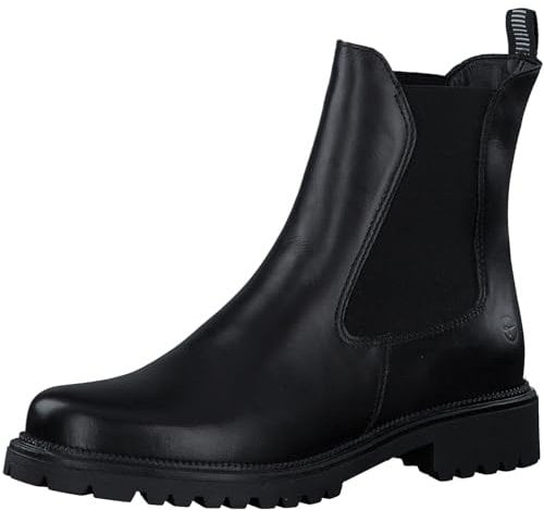 Tamaris Damen Chelsea Boots, Frauen Stiefeletten,TOUCHit-Fußbett,flach,Boots,Stiefel,Bootee,Booties,halbstiefel,Kurzstiefel,Black,38 EU