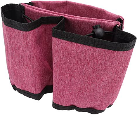 TOPINCN Luggage Travel Cup Holder Oxford Cloth Free Hand Drink Caddy 2 Pockets Free Hand Suitcase Drink Holder For Suitcase Handle (Rose Red)