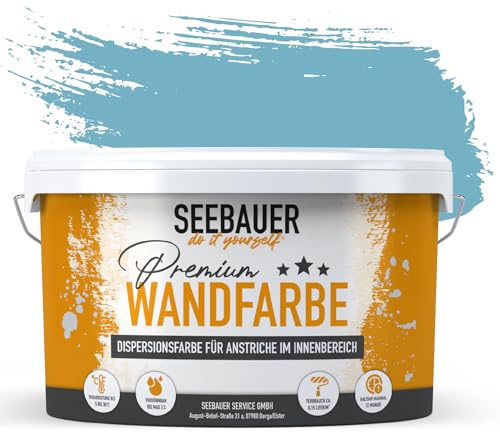 SEEBAUER diy Peinture murale bleu pour intérieur (No. 813 Blue Ridge 5,0 Litre) Tons bleu haute opacité