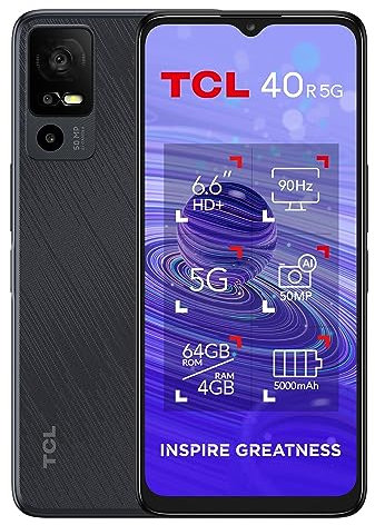 TCL 40 R 5G 16.8 cm (6.6) Hybrid Dual SIM Android 12 USB Type-C 4 GB 128 GB 5000 mAh Black - AMAZON EXCLUSIVE