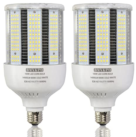 BMXKPO 100W LED Corn Cob Light Bulb,5000K Daylight E26/E39 Mogul Base Corn Bulb,Replacement 400 Watt Metal Halide HPS HID Lamp for Large Area Lighting Warehouse High Bay Light Parking Lot,2-Pack