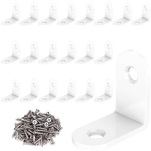 VOCIBO® 20 Stück Winkelverbinder Weiß, Metallwinkel 90 grad 30X30mm Edelstahl, Winkel klein Mit Schraube für Anbau Winkel Bracket Möbel Tabelle Stuhl Bücherregal