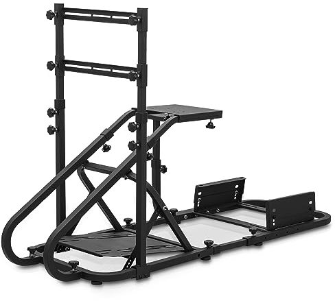 MoNiBloom Racing Simulator Cockpit with TV Mount Steering Wheel Stand Fit for Logitech G920 G29 G27 G25 G923 Thrustmaster Fanatec Compatible with Xbox One Playstation PC Platforms