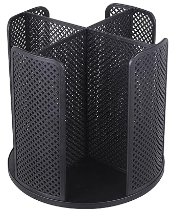 Qivine Organizador Armario Cocina, Plástico Soporte Tazas Cafe Organizador Tazas 4 Compartimentos, 360° Giratorio Portavasos Dispensador de Vasos de Papel para Oficina Casa (Negro)