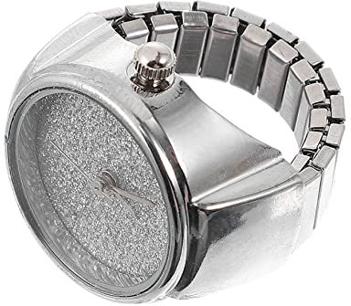 HOOTNEE Ringuhr Damen Mit Glitzer-Design Schlichte Fingerring Uhr Präzise Zeitmessung Durch Quarzwerk Passend Zu Kleidung