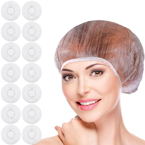 DSLSQD 100 cuffie da doccia usa e getta, in plastica, per uso domestico, hotel, spa e parrucchieri, colore: trasparente