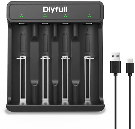 Dlyfull 18650 Battery Charger Rechargeable Batteries Charger for 3.7V Li-ion 26650 21700 16340(123A) 20700 18500 10340 10440 14500 17335 17670 Lithium Battery Charger 5V/2A Fast Charging