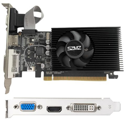 AMZLORD GT730 Scheda grafica da gioco DDR3 da 4 GB con porta VGA DVI compatibile HDMI Scheda grafica a basso profilo PCI-E2.0 16X con ventola di raffreddamento for desktop PC/server