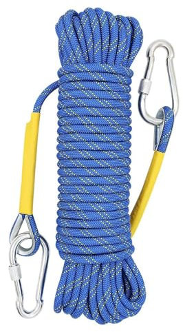Gangying Cuerda de Escalada 10m Al Aire Libre - Estática de 8mm Con 2 Mosquetones - Cuerda de Seguridad y Escape Para Fuego, Alpinismo y Camping