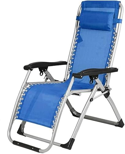 Shally Dogan Sedia Gravità Zero da Giardino, Sdraio per Esterni Relax Pieghevole Salvaspazio con Struttura Tubolare in Metallo Reclinabile, Seduta in Textilene Ideale Mare, Spiaggia, Piscina (Blu)