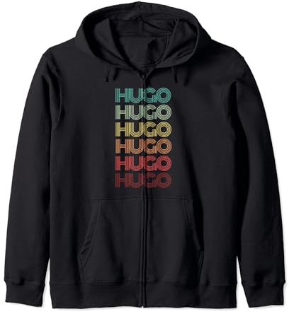 HUGO Namensschild für spanische Jungen, Retro-Stil Kapuzenjacke