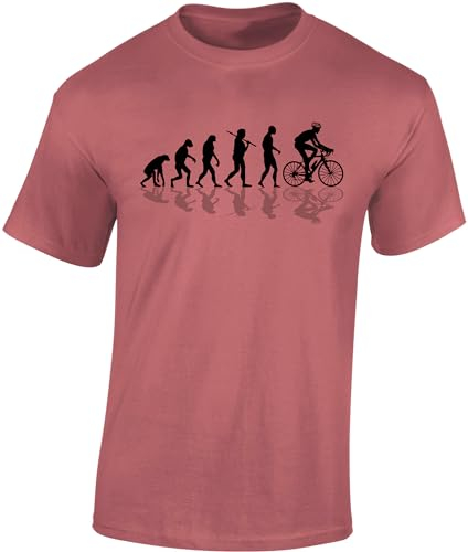 Baddery Fahrrad T-Shirt Herren : Bike Evolution - Rennrad Shirt (Ancient Pink XL)
