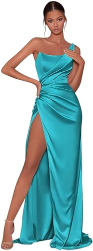 BABYONLINE D.R.E.S.S. Robe Femme Longue Demoiselle d'honneur Robe pour Mariage Invitée Femme à la Mode avec Fente Turquoise 42