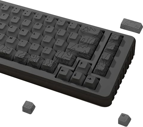 Deskr Topo Canyon Dye Sub PBT Keycaps | 164 Keycap Set for Mechanical Keyboard | 1.7mm Thickness Keys - ANSI & ISO Support Keys | Cherry Profile MX Style Switches | 60%-100% Layouts | Gray