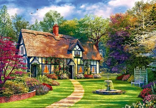Bluebird Puzzle – „The Hideaway Cottage“, 1000 Teile Puzzle - Landhaus und Blumengarten - Puzzle für Erwachsene