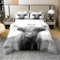 Loussiesd Hochlandkuh Bettwäsche Set 200x200cm 100% Baumwolle Bull Laub Bettbezug Set für Kinder Jungen Mädchen Eucalyptus Blatt Betten Set Bauernhaus Jahrgang Western Tier Komisch Dekor 3St