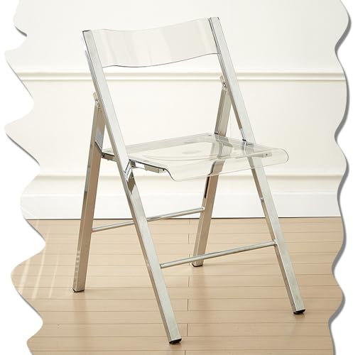IMUNKT Klappstühle Transparent Esszimmerstuhl, Acryl Kristallstühle Mit Gebogener Rückenlehne, Klappbar Konferenzstuhl, Freizeitstuhl Metallgestell, Für Innen Und Außen(Clear)