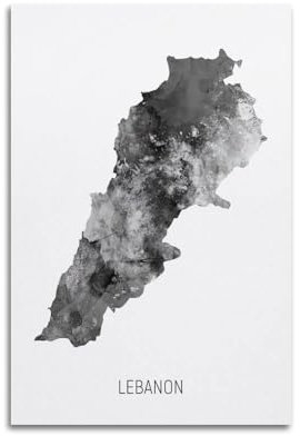 MJZLQN Reiseposter, Libanon-Aquarellkarte, Nr. 4, Poster, dekoratives Gemälde, Leinwand, Wandposter und Kunstdruck, moderne Familienschlafzimmer-Dekoration, Poster, 40 x 60 cm