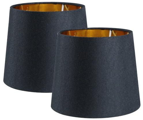 Sinta 2 Pcs 7 Modern Tapered Lampenschirm Ersatz Schwarz Gewebe Einfacher Stil Lichtschattierung Mit Gold Futter für E27/E14 Tischleuchte/Wandleuchte