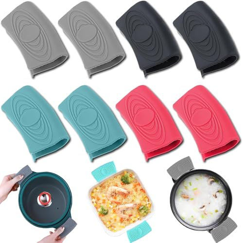 Silikongriffe für Töpfe, 8 Stück Silikon Topfgriffe, Silikon Helfen Griff Halter, Hitzebeständig Griffhalter, rutschfest Hitzebeständig Topfgriff Schutzhülle Für Gusstöpfe Für Bratpfannen Ofenschalen