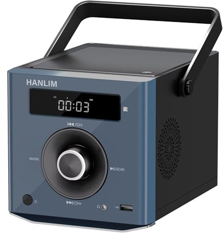 Lettore CD portatile 10W compatibile con Bluetooth/Radio FM/Riproduzione MP3/Ingresso USB/AUX/Jack per cuffie/Telecomando, Batteria integrata da 2000 mAh, Lettore CD stereo compatto