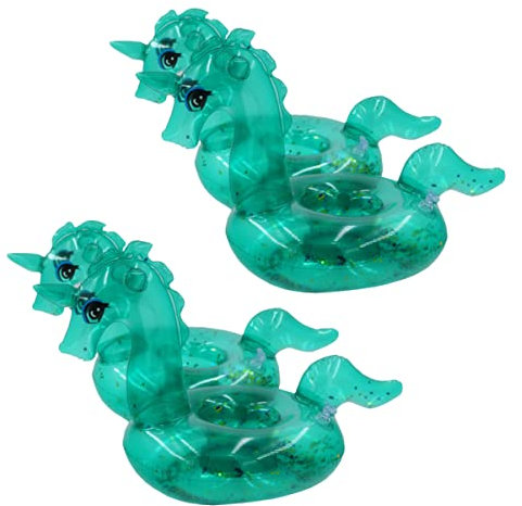 Kisangel 4Pièces sous Gonflables Licorne Vert Transparent pour Boissons Porte Gobelet Flottant Été Décoration De Fête