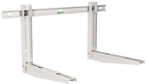 Support universel pour climatiseur Split | Bratek® | galvanisé blanc avec niveau | débit 150 kg | Supports réglables pour climatiseurs d'extérieur