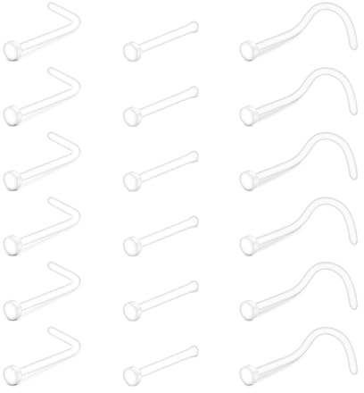 D.Bella 20G Clear Nose Studs Retainer Acryl L Shape Nose Rings Retainer Bioflex Bone Pin Straight Piercing Jewelry