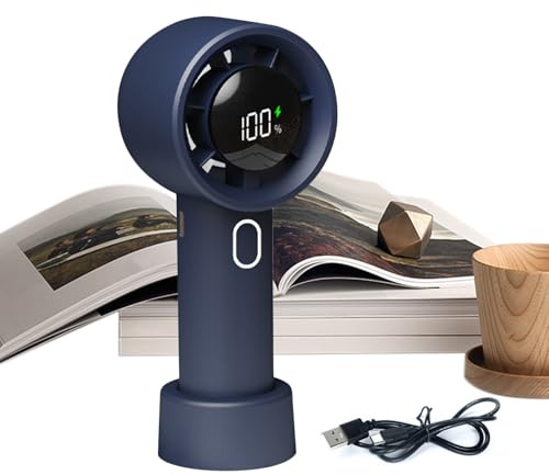 Genérico Small Handheld Fan, Portable Cooling Device, Rechargeable Breeze Gadget, Digital Speed Display, Compact Grip Design, Travel Must-Have for Home Camping Outdoor Road Trip