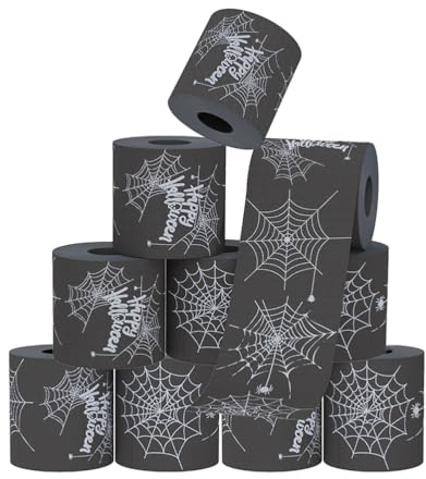 Toilettenpapierrolle, Halloween-Muster, Toilettenpapier (Packung mit 10 Rolle), farbiger Zellstoff, Toilettenpapier, verdickendes Badetuch, weich, stark, A