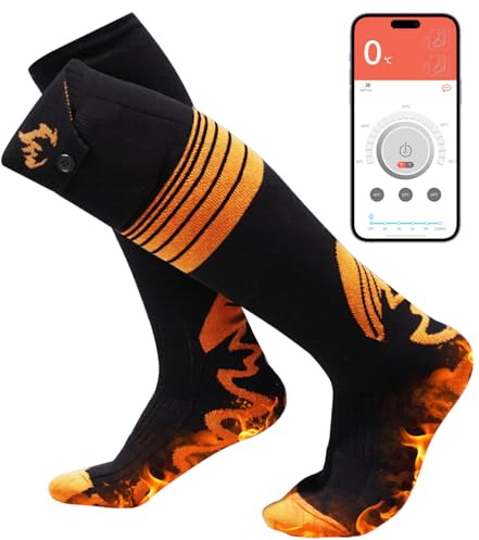Ecliptron Calcetines Calefactables, Calcetines Eléctricos Calefactables con App Control 4 Niveles de Temperatura, Unisex con Batería Recargable 6000mAh, Adecuado para Esquí y Camping Suave y Cómodo