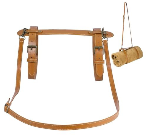 WADORN Picknickdecken Tragegurt Set Aus Kunstleder Verstellbarer Schultergurt Tragegurt Für Outdoor Fans Picknickdecken Camping Wandern