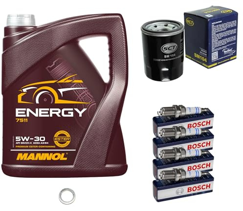 EISENFELS Inspektionspaket enthält 5 L Motoröl Energy 5W-30 Ölfilter Zündkerze Dichtring für Picanto SA 1.1 1.0 BA Rio Kombi DC 1.5 16V K9A 2.0i