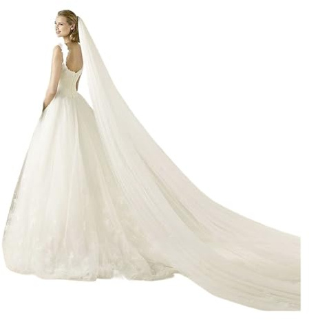 AHUFGN Schleier Braut Breiter Tüll-Brautschleier, Kathedralenlänge, Hochzeit mit Kamm(Champagne,500cm)