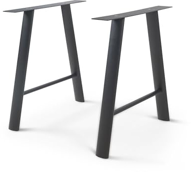 [en.casa] Tischgestell 2er-Set Hullem Metall Tischfuß für Esstisch Schreibtisch ovales Profil 72 x 70 x 10 cm Tischkufen A-förmig max. 160 kg Schwarz