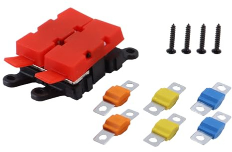 Riven Double Midi Fuse Holder, Car Fuse Box with 6 Fuses (30A, 60A, 100A) with Silicone Cover for Motorhome, Boat, Truck, Car