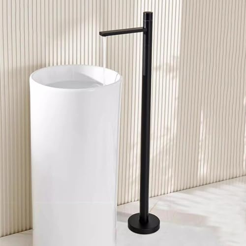 BiaoTeng Robinet de Baignoire Sur Pied Noir Monocommande eau Chaude et Froide Mitigeur Baignoire Monotrou Laiton
