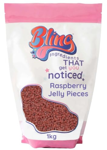 Raspberry Fruit Jelly Pieces 1kg – Natural Raspberry Fruit Cubes | Real Dried Fruit Sprinkles Alternative for Baking, Chocolates, Cupcakes & Gelato