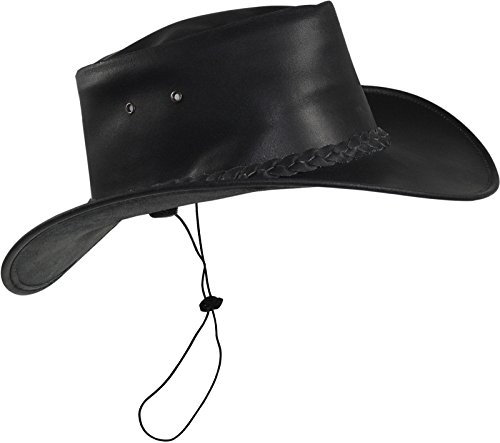 Harrys-Collection Damen Herren Leichter Lederhut aus Rindleder in 3 Farben!, Größe:S, Farben:schwarz