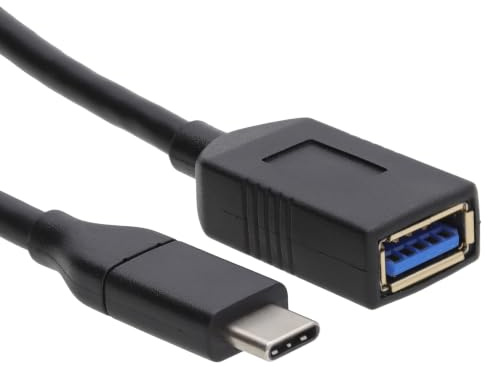 kenable USB 3.1 Type A Female to Type C Male Adapter Cable Gen 1 5Gbps 3A Charging 15cm Black