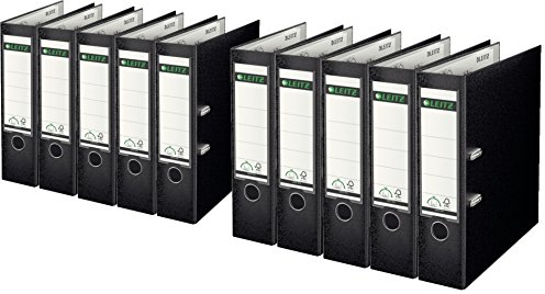 Leitz Qualit?ts-Ordner Plastik-Cover 180?A4 (A4 breit | 10er Pack, Schwarz)
