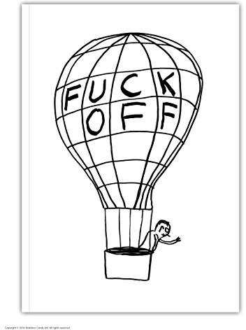 Brainbox Candy Official David Shrigley 'F*ck Off Balloon' Funny Rude Humorous Feint Lined A6 Notebook
