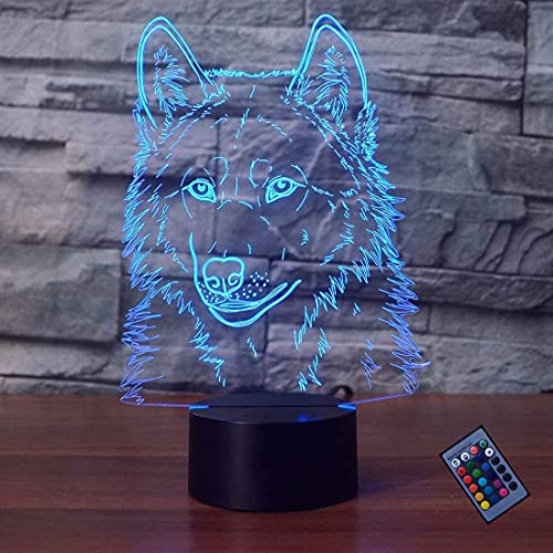 Kreative 3D Wolf Nacht Licht 16 Farben Andern Sich Fernbedienung USB-Strom Touch Schalter Dekor Lampe Optische Täuschung Lampe LED Lampe Tisch Kinder Brithday Weihnachten Geschenke