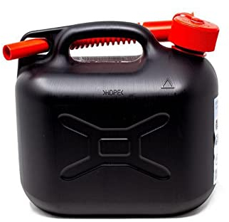 Kraftstoffkanister 5 l, Schwarz, für Benzin und Diesel, Made in Germany, UN-Zulassung, TÜV-geprüft, E10 Geeignet mit Sicherheitsverschluss, inkl. Ausgießer … (1)